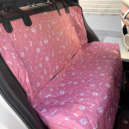 Tapis de protection de siège arrière pour animaux de compagnie - Housse de siège auto imperméable et épaisse pour chien, protection anti-rayures pour banquette arrière, accessoire de voiture motif pattes roses pour propriétaires de chiens