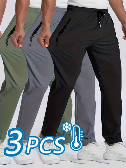Pantalon de sport pour homme, lot de 3, léger, extensible, séchage rapide, pour course, escalade, activités en plein air – Vêtement de sport respirant multicolore pour l'été, S-XXXL