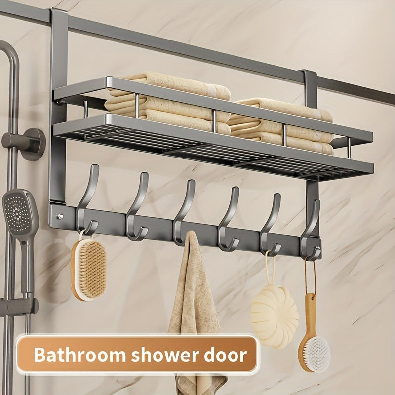 Porte-vêtements de porte avec crochets, organisateur en métal robuste pour chambre, salle de bain, cuisine, placard, aucun outil requis, 4 à 8 crochets