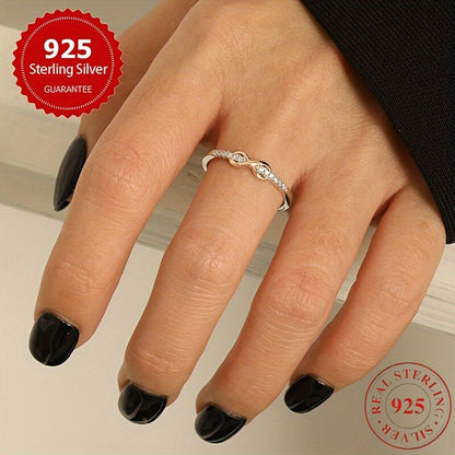 Bague « 8 chanceux » pour femme en argent sterling 925 – Incrustation de zircone cubique, design bicolore, anneau empilable élégant, tailles 5-10, bijou raffiné pour mariage et cadeau