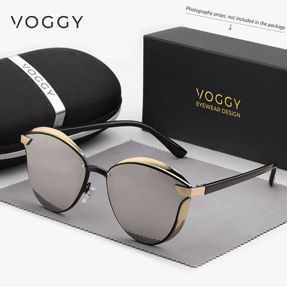 Lunettes de soleil rétro polar isées VOGGY avec protection UV400 pour hommes et femmes – Monture en métal légère, verres miroités, 8 couleurs, idéales pour la conduite, la randonnée, le cyclisme, la pêche et les voyages, coffret cadeau inclus