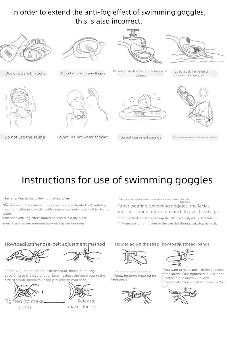 Lot de 2 lunettes de natation antibuée avec bouchons d'oreilles, pince-nez et sac étanche – Lunettes de natation avec protection UV pour hommes, femmes et adolescents, kit d'accessoires pour piscine extérieure et sports nautiques