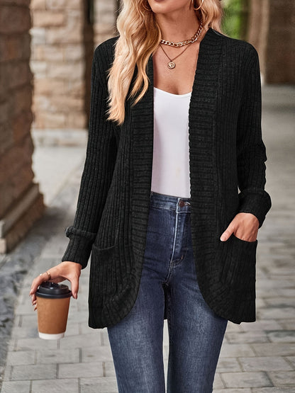 Women's Loose Casual Long Sleeve Blouse Solid Color Pocket Splicing Relaxed Fit Top 10 Colors S-XXL Spring Fall Everyday Wear