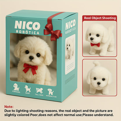 Chiot Labrador blanc interactif en peluche, jouet robotique qui marche, aboie et remue la queue, animal de compagnie électronique réaliste, idée cadeau pour anniversaire, Noël, fêtes, garçons et filles de 3 ans et plus