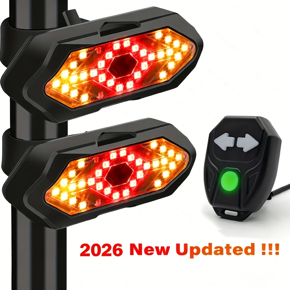 Feu arrière de vélo avec clignotants, rechargeable par USB, 120 lumens, 5 modes, télécommande sans fil, feu arrière de sécurité LED pour vélo de route, VTT, vélos de ville, adultes, enfants, hommes, femmes, cyclisme