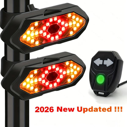 Feu arrière de vélo avec clignotants, rechargeable par USB, 120 lumens, 5 modes, télécommande sans fil, feu arrière de sécurité LED pour vélo de route, VTT, vélos de ville, adultes, enfants, hommes, femmes, cyclisme