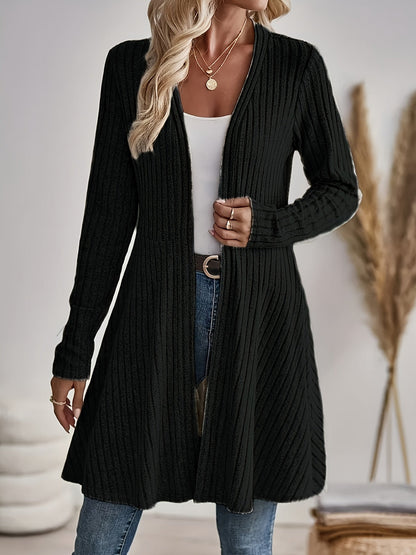 Gilet ouvert pour femme, cardigan en maille à manches longues, couleur unie, veste décontractée idéale pour la superposition, printemps automne S M L XL XXL