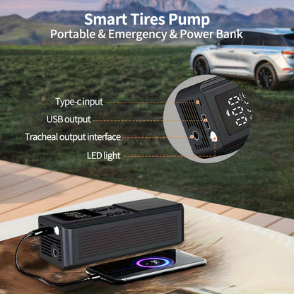 Compresseur d'air portable pour pneus de voiture, vélo, moto et ballons, manomètre numérique, arrêt automatique, versions USB et allume-cigare disponibles