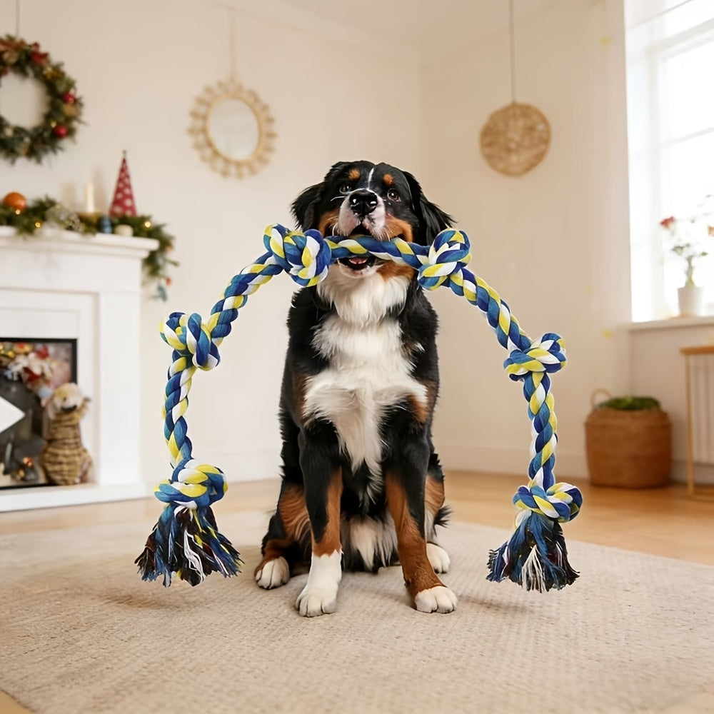 Jouet à mâcher en corde pour chien indestructible à 6 sections – Corde de traction robuste pour chiens moyens et grands de plus de 36 kg, fibres dentaires pour le nettoyage des dents, jouet à mâcher non toxique et sûr pour les mâcheurs agressifs