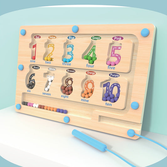 Jouet de labyrinthe magnétique en bois pour enfants : apprentissage des couleurs et des nombres, développement de la motricité fine, puzzle éducatif, thème architecture, cadeau d'anniversaire, d'Halloween ou de Noël, dès 3 ans.