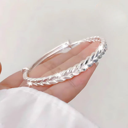 Bracelet chaîne épi bohème en argent sterling 999 pour femme – Bracelet en argent pur ajustable sans placage, bijou élégant à porter au quotidien, cadeau pour anniversaire, Saint-Valentin, fête