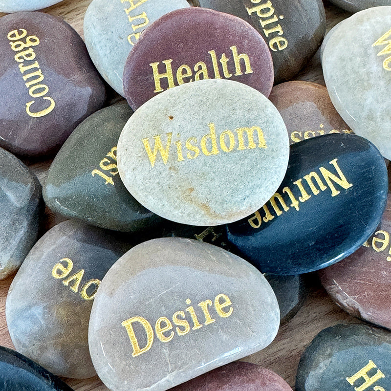 25pcs Engraved Inspirational Stones Set – Laser Engraved Motivational Word Rocks for Home Decor, Garden, Prayer & Gifts for Friends, Family & Valentine’s Day