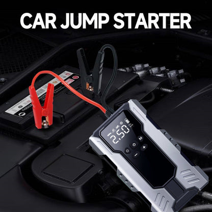 Démarreur de voiture portable 7-en-1 10000mAh – Batterie de secours multifonction avec lampe d'urgence LED pour moteurs essence (10 L) et diesel (9 L), kit d'outils d'urgence pour voiture