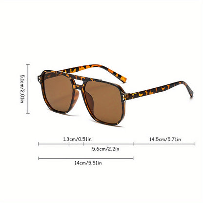 Lot de 3 lunettes de soleil rectangulaires à motif léopard pour femme – Lunettes de mode avec monture en polycarbonate, double pont et verres réfléchissants, idéal pour le quotidien, les festivals d'été, les anniversaires et la fête des mères
