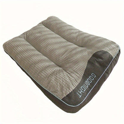 Canapé-lit futon de luxe à carreaux pour chiens et chats de taille moyenne et grande – Garnissage en polyester doux toutes saisons, fond antidérapant, parfait pour les golden retrievers, comprend des balles jouets en bonus, lit douillet pour chien