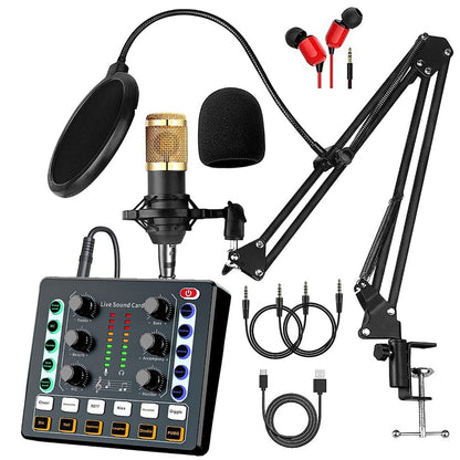 Kit d'enregistrement avec microphone à condensateur et carte son BM800 – Pack studio à domicile pour podcasting, streaming, voix off et musique, compatible avec PC, smartphone et tablette, plusieurs modèles disponibles