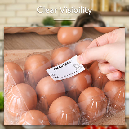 Lot de 60 boîtes à œufs transparentes en plastique, 12 alvéoles avec étiquettes – Boîtes à œufs en PET en gros pour la cuisine, l'élevage, la ferme avicole, le marché fermier et le stockage au réfrigérateur, capacité d'une douzaine d'œufs standard