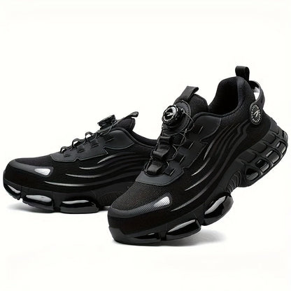 Chaussures de travail respirantes pour hommes – Chaussures de sécurité durables avec bandes réfléchissantes, semelle légère et amortissante pour l'industrie, la construction et un usage quotidien, disponibles en noir et gris, tailles US 6 à 11