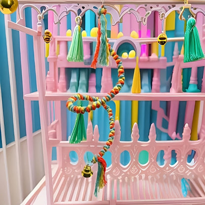 Jouet d'escalade en corde colorée pour perroquet, jouet suspendu rotatif pour le bec, le meulage et la mastication, décoration de cage à oiseaux pour perruches, calopsittes, conures, inséparables, couleur aléatoire