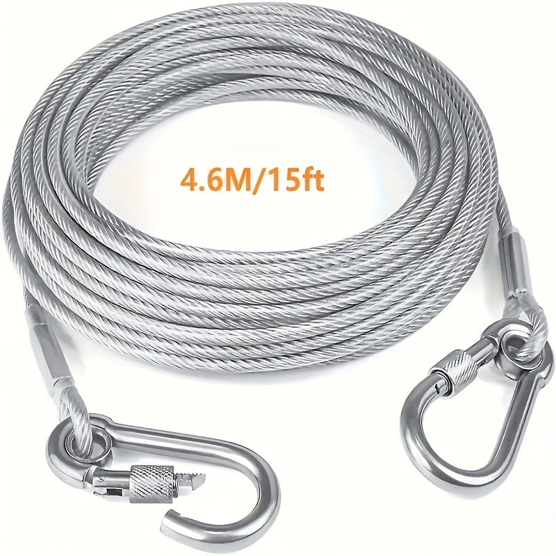 Câble d'attache robuste pour chien, 113 kg, design réfléchissant et mousqueton pivotant en acier inoxydable – Laisse anti-nœuds pour grands chiens – Cour, extérieur et camping – Options 76 cm / 15 m / 4,5 m – Velora