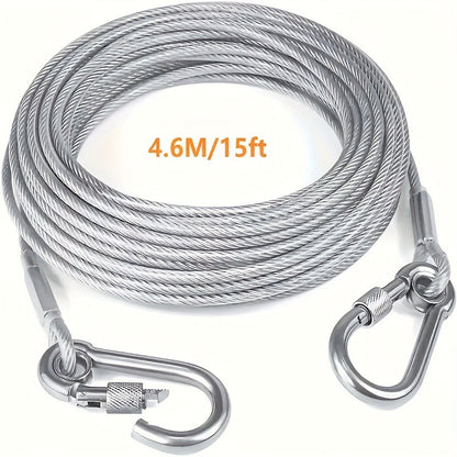 Câble d'attache robuste pour chien, 113 kg, design réfléchissant et mousqueton pivotant en acier inoxydable – Laisse anti-nœuds pour grands chiens – Cour, extérieur et camping – Options 76 cm / 15 m / 4,5 m – Velora