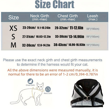 Harnais gilet avec laisse pour chat et chien, anti-fugue, en maille respirante, réglable et anti-traction pour promenades et dressage en extérieur