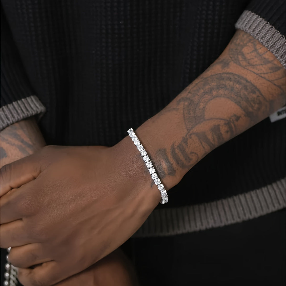 Bracelet tennis en argent sterling 925 avec moissanite 5 mm, 0,5 carat, bijou de luxe étincelant, cadeau pour anniversaire de mariage, anniversaire, 4 tailles
