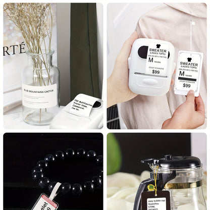 Imprimante d'étiquettes thermique portable Bluetooth P50 – Mini étiqueteuse sans fil pour la maison, le bureau, le commerce, les vêtements, les bijoux et l'alimentation, compatible Android et iOS, inclut un rouleau d'étiquettes blanches de 40x30 mm