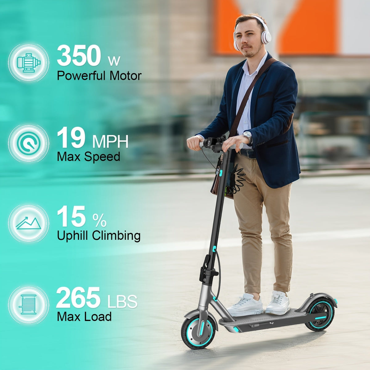 Trottinette électrique pliable pour adultes, moteur 350 W, pneus pleins de 8,5 pouces, autonomie de 25-32 km, double système de freinage et écran LED – Trottinette électrique légère pour trajets quotidiens
