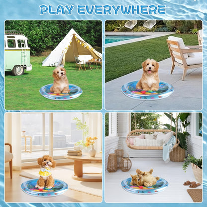 Tapis de jeu aquatique interactif pour chat avec poissons flottants – Jouet sensoriel en PVC anti-éclaboussures pour chats d'intérieur, sans pile nécessaire, tapis ludique anti-ennui pour races  moyennes