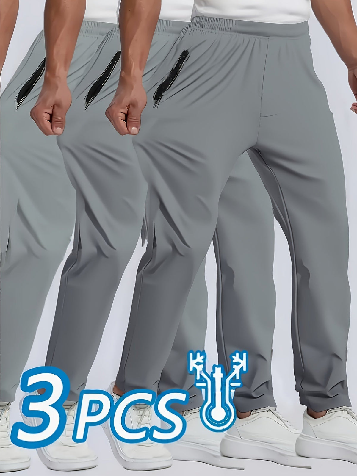 Pantalon de sport pour homme, lot de 3, léger, extensible, séchage rapide, pour course, escalade, activités en plein air – Vêtement de sport respirant multicolore pour l'été, S-XXXL