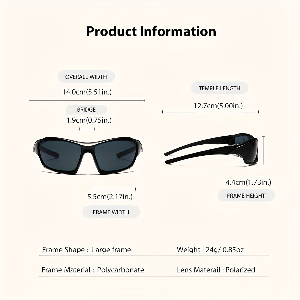 Lot de 5 lunettes de soleil polarisées enveloppantes pour hommes – Lunettes de protection rectangulaires à monture complète UV400 pour le cyclisme, la conduite, la pêche et les sports de plein air, lot économique