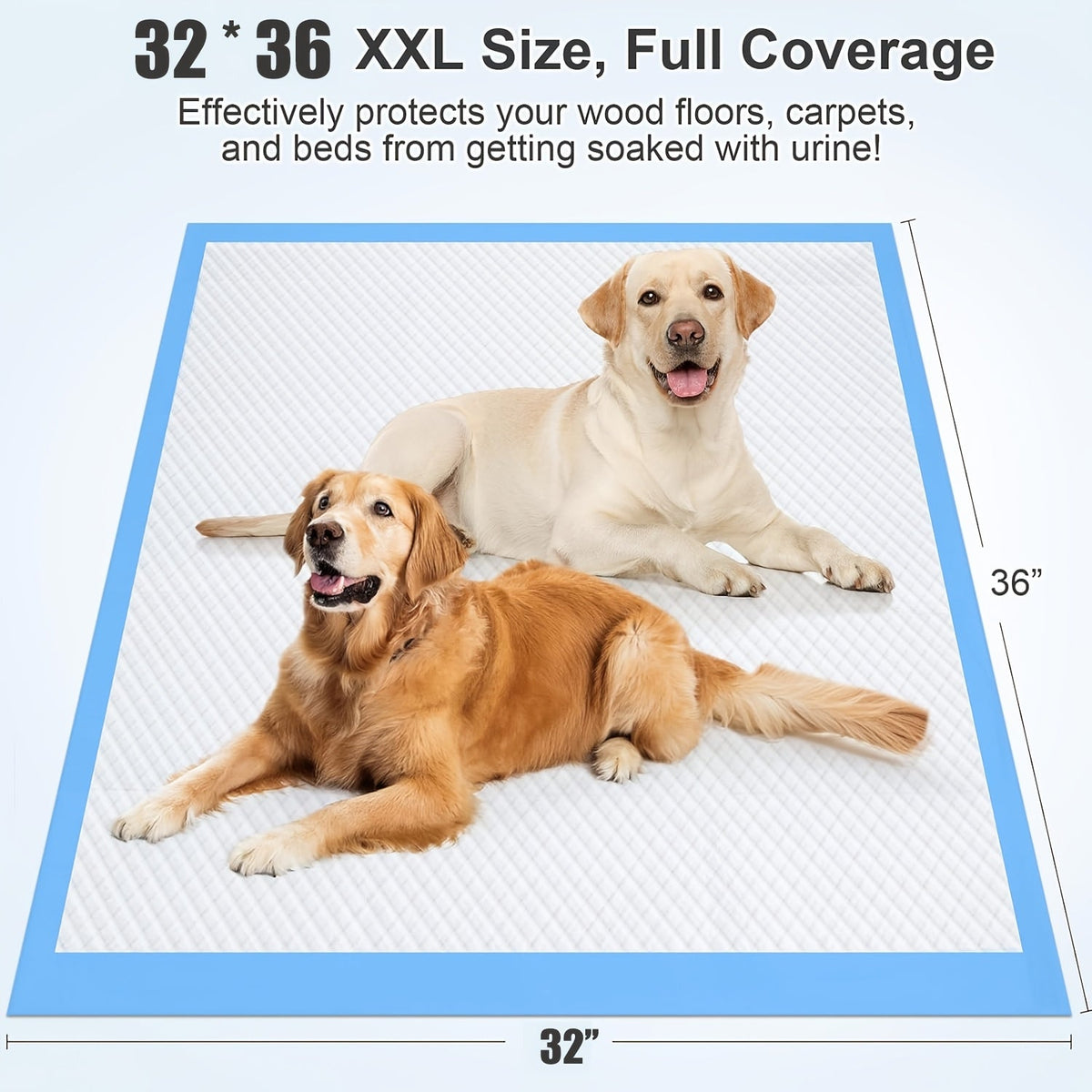 Tapis de propreté XXXL pour chiens, extra larges, 8 couches, super absorbants et anti-fuites – Alèses jetables pour chiots, idéales pour voitures, cages et canapés, tailles multiples 80x120 cm, 80x90 cm, 145x80 cm