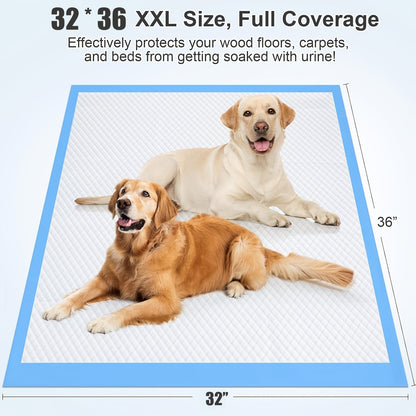Tapis de propreté XXXL pour chiens, extra larges, 8 couches, super absorbants et anti-fuites – Alèses jetables pour chiots, idéales pour voitures, cages et canapés, tailles multiples 80x120 cm, 80x90 cm, 145x80 cm