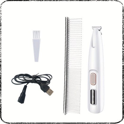 Electric Pet Grooming Clipper Kit with Comb - Quiet USB Rechargeable & Battery Powered Hair Trimmer for Dogs Cats Rabbits Small Animals - Cordless Low Noise Shears Set for Home Salon Use