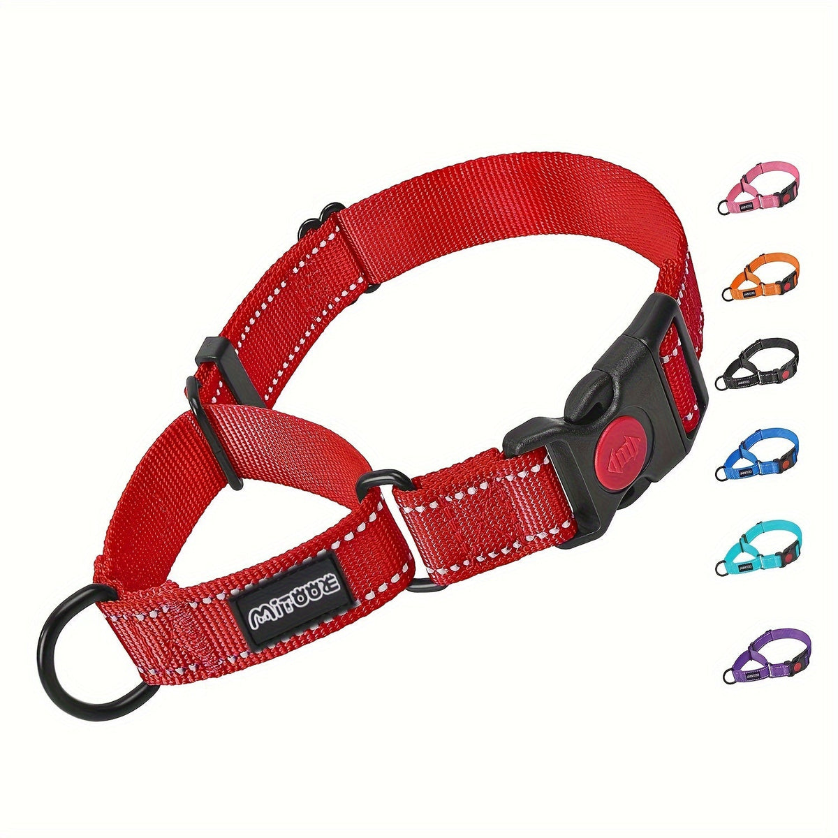 Collier pour chien en nylon réfléchissant avec boucle à dégagement rapide – Collier de dressage réglable et antidérapant pour petits, moyens et grands chiens, collier de sécurité pour les promenades nocturnes avec bande réfléchissante haute visibilité