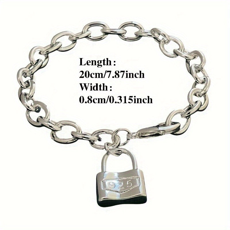 Bracelet chaîne pour femme en argent sterling 925 – Bracelet délicat à pendentif avec fermoir mousqueton style bohème coréen, hypoallergénique, léger (2 g), cadeau idéal pour elle