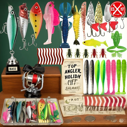 Kit de pêche de 133 pièces avec cuillers, leurres articulés, têtes plombées, plombs, hameçons et boîte de rangement – Ensemble complet pour débutants en eau douce pour la pêche au bar, à la truite et aux poissons-pan.