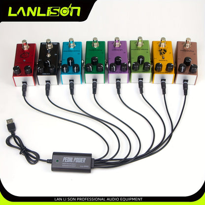 Alimentation isolée à 8 ports pour pédales de guitare avec recharge USB – Sorties CC 9V, 12V, 18V sans bruit pour pédales d'effet et accessoires, compatible avec la plupart des pedalboards