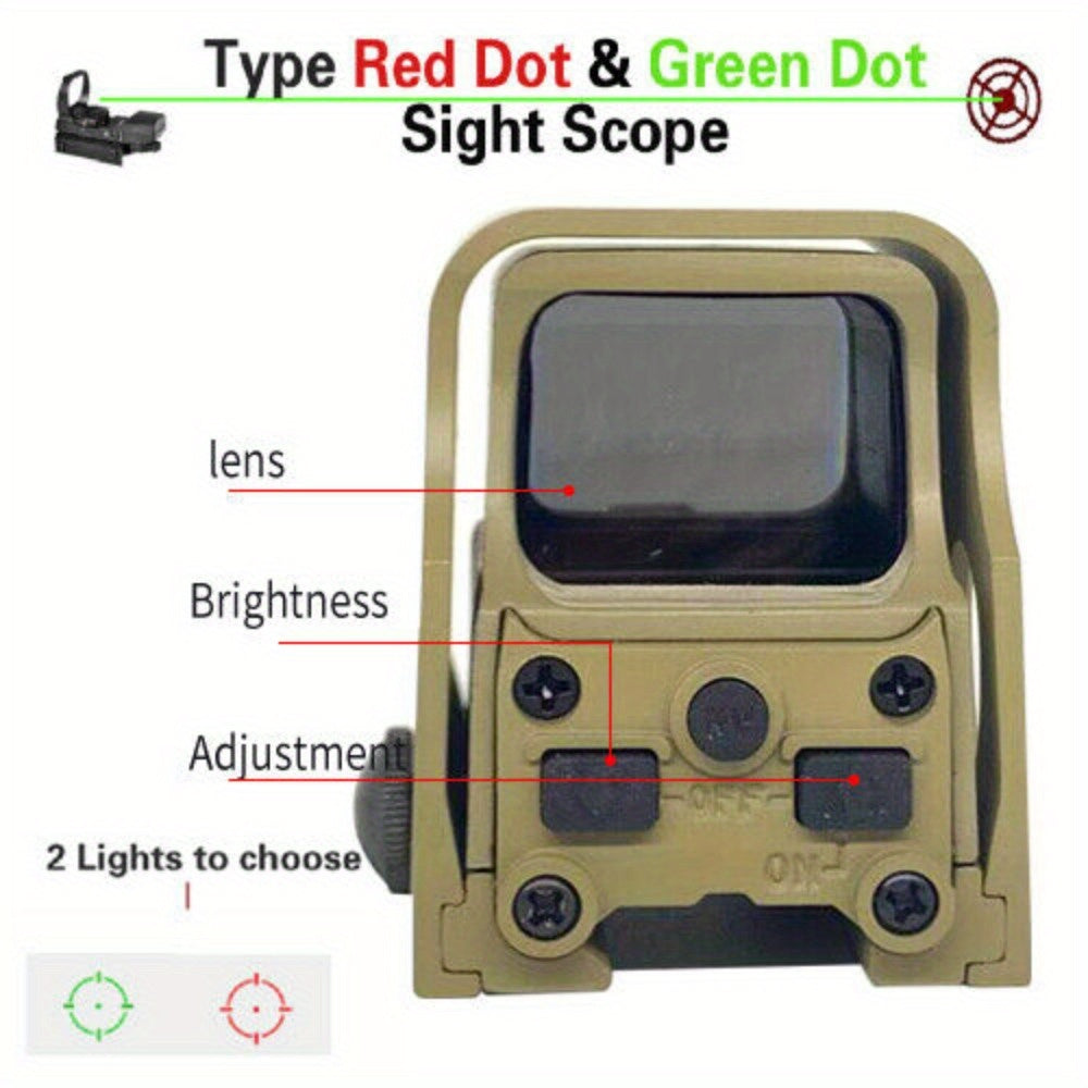 Viseur point rouge et vert, lunette tactique avec montage sur rail 20 mm – Lunette de visée à double illumination pour le tir sportif, la chasse et l'airsoft, finition marron, acquisition de cible précise