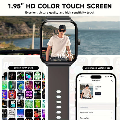 Smartwatch with Alexa Built-In 1.95 Inch Large HD Screen Wireless Bluetooth Calling 100+ Sport Modes Fitness Tracker Pedometer Heart Rate Sleep Monitor – iPhone Android Compatible Unisex Men Women 12 Colors