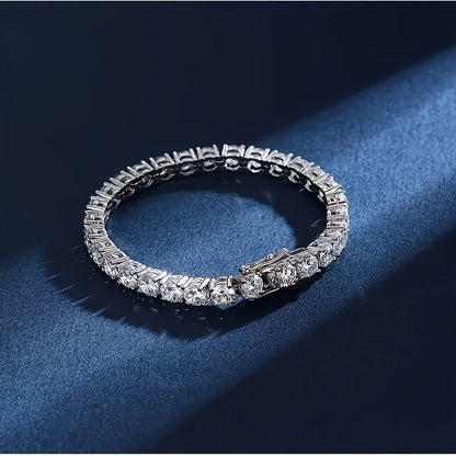 Bracelet tennis en argent sterling 925 et moissanite pour femmes et hommes – Bracelet hip-hop de luxe style zircon cubique, tailles 15 à 23 cm, cadeau d'anniversaire ou de mariage