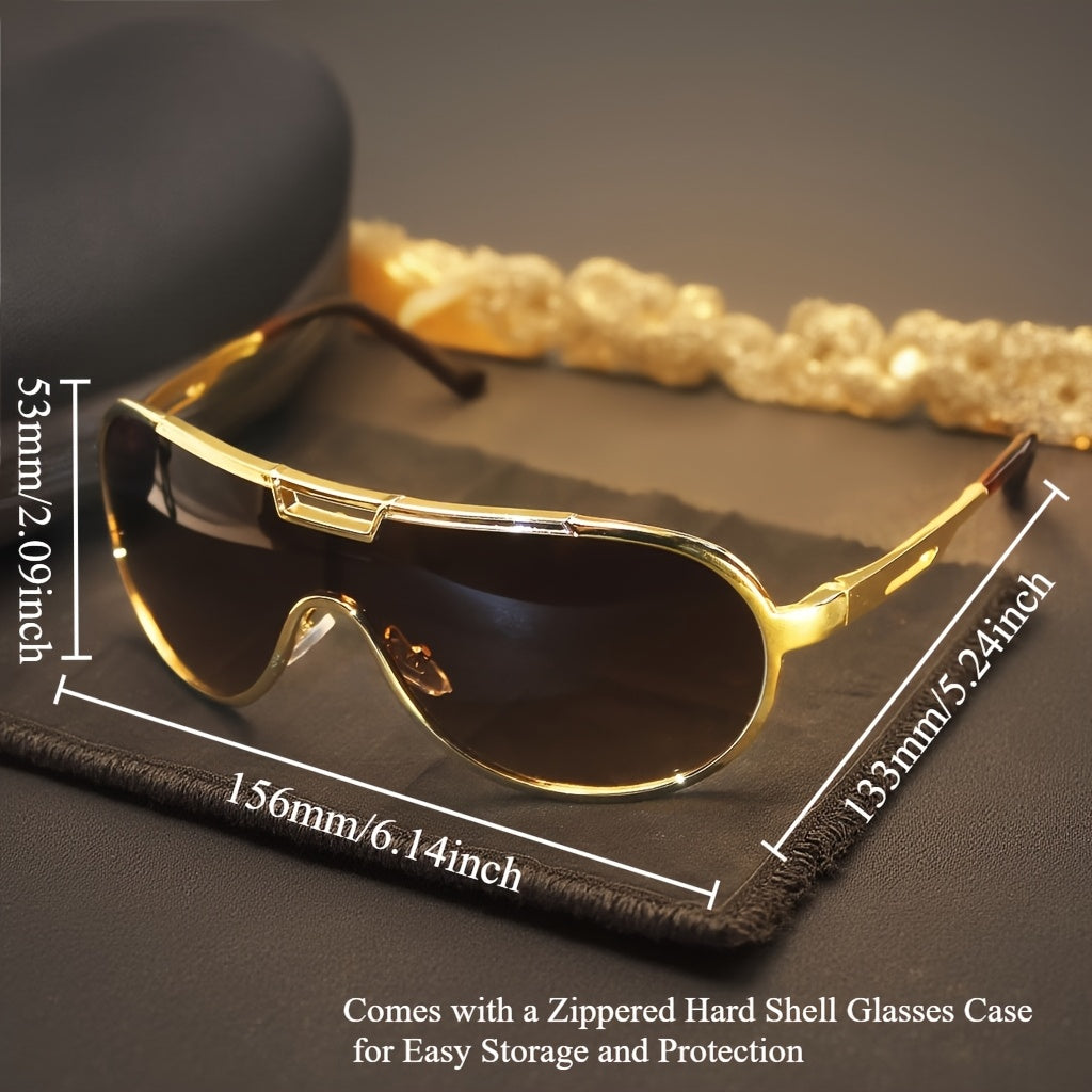Lunettes de soleil rétro surdimensionnées pour hommes et femmes – Monture vintage, protection UV, verres anti-reflets, charnières métalliques, étui inclus, lunettes mode streetwear, 3 couleurs