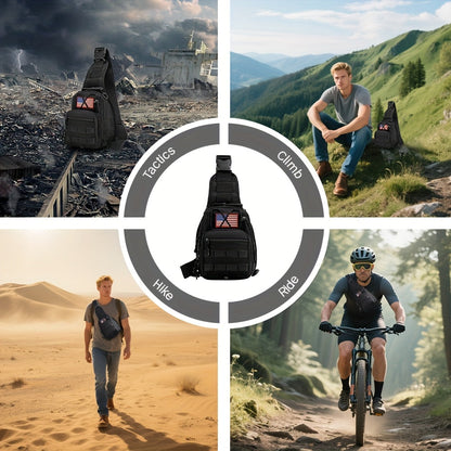 Sac à dos tactique à bandoulière – Sac de jour léger pour le cyclisme, la randonnée, les voyages et l'usage quotidien, plusieurs couleurs avec option de patch drapeau