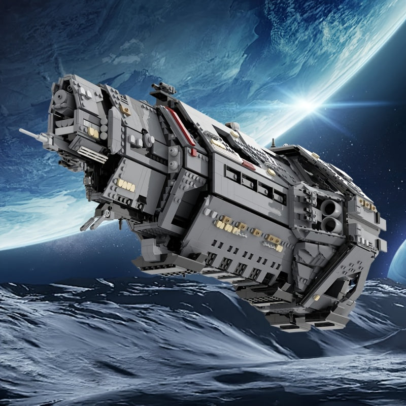 Ensemble de construction MOC de vaisseau spatial de science-fiction militaire de 5405 pièces – Design futuriste, micro-briques à ajustement précis, modèle d'exposition détaillé pour adultes et adolescents – Cadeau d'anniversaire, de Noël et de fête