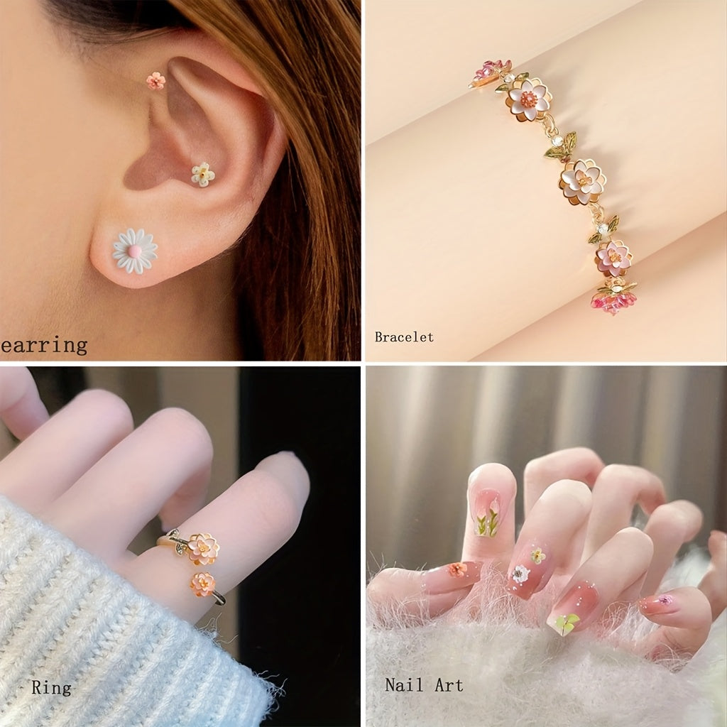 Ensemble de 6 moules en silicone pour résine en forme de fleur – Moules de moulage pour bijoux, boucles d'oreilles, bracelets, colliers et manucures, outils d'art en résine pour cadeaux DIY