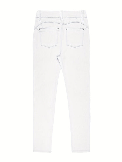 Jean skinny stretch taille haute pour femme, détail bouton en métal, style urbain, pantalon en jean coupe ajustée, 10 couleurs, S-XXL