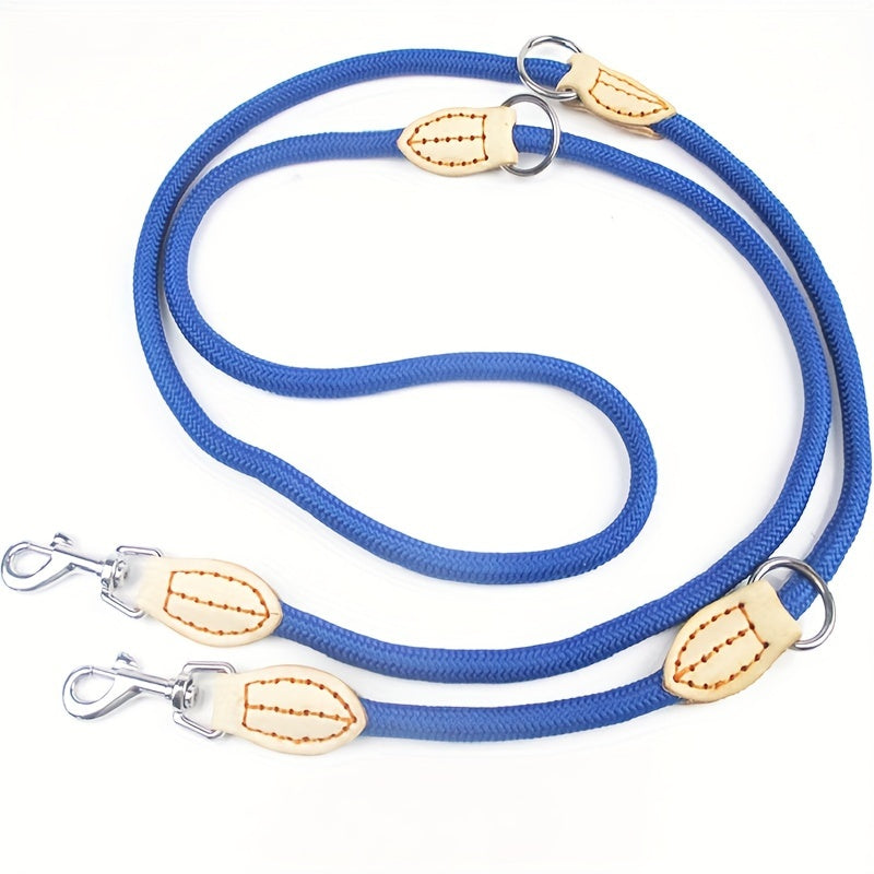 Laisse double pour 2 chiens – Laisse multifonctionnelle en corde ronde mains libres pour chiens de petite, moyenne et grande taille – Laisse de couplage pour l'entraînement, la course et la promenade de deux chiens en même temps