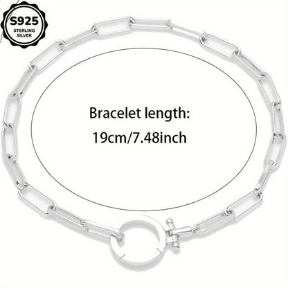 Bracelet maillons Parker en argent sterling 925 pour femme - Chaîne trombone avec boucle iconique, bracelet bohème élégant et luxueux, cadeau pour femme, maman, amie - Saint-Valentin, Noël, anniversaire