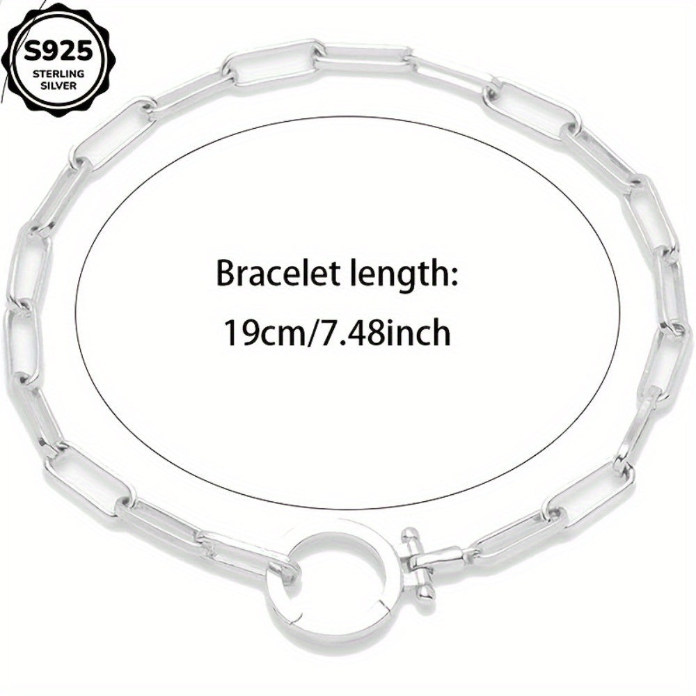 Bracelet maillons Parker en argent sterling 925 pour femme - Chaîne trombone avec boucle iconique, bracelet bohème élégant et luxueux, cadeau pour femme, maman, amie - Saint-Valentin, Noël, anniversaire